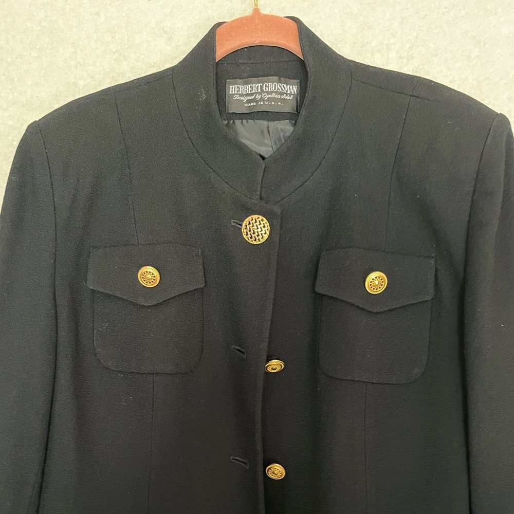 Vintage Herbert Grossman Black Wool Blazer. Size 14